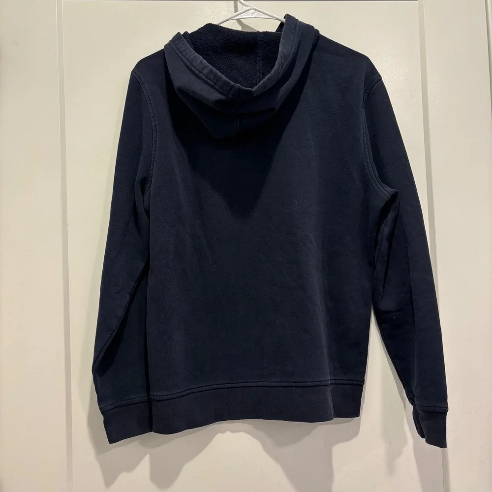 Banana Republic Mens Elephant Graphic Hoodie Navy Blue Fleece Pullover Size M